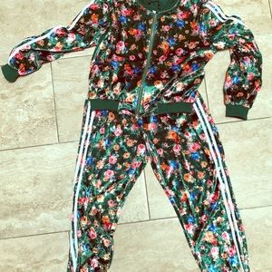 Flower velvet jogger set